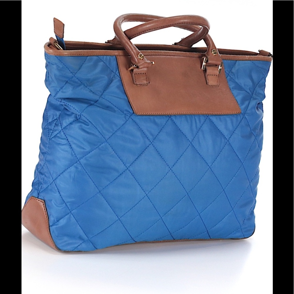 Blue and Brown Quilted Tote Bag - Picture 2 of 16